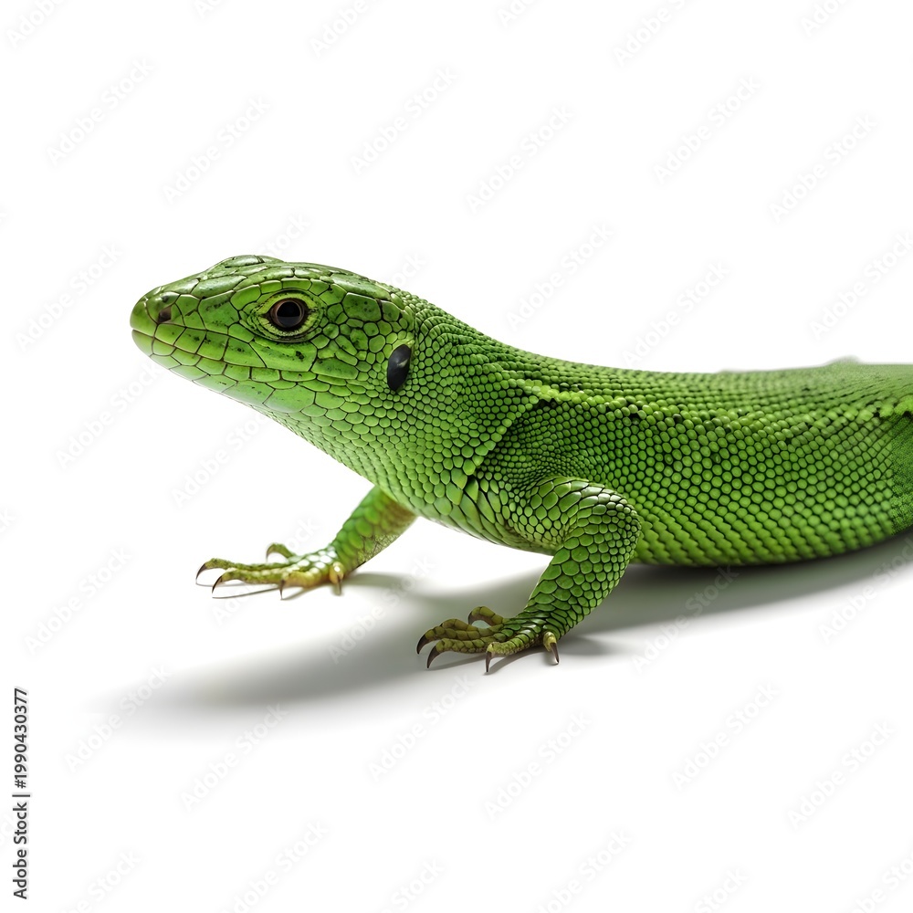Fototapeta premium green lizard on a white background