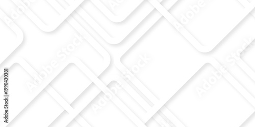 Abstract luxury white geometric random chaotic lines triangle and square shape in white paper background. Modern seamless technology paper concept backdrop white line white background.