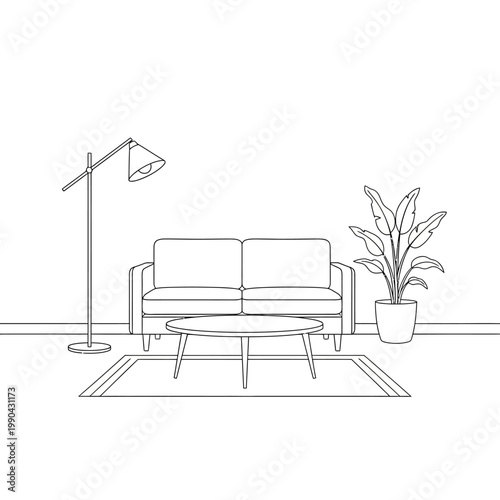 Modern minimalist living room furniture set.