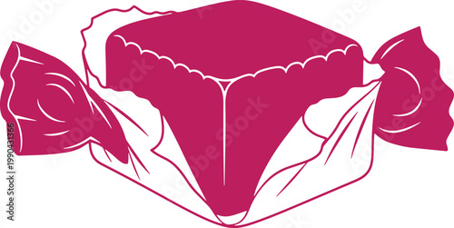 Pink abstract illustration of lingerie or underwear with decorative edges on transparent background.