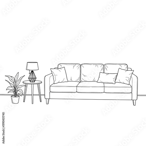 Sofa with pillows and cushions furniture.
