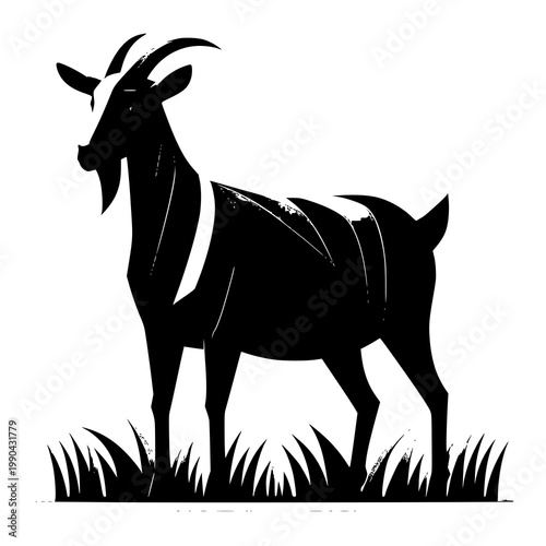 goat on white background , vector illustration of a goat , silhouette of a goat