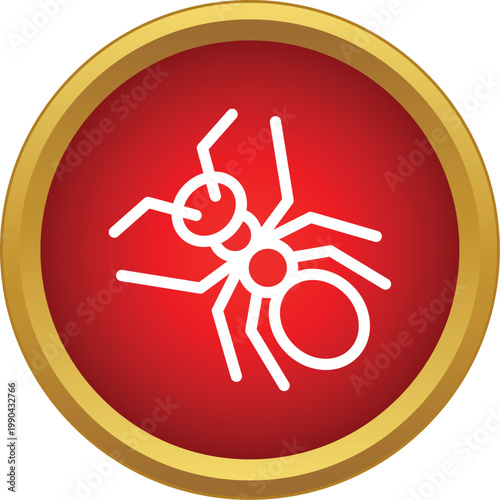 Ant icon indicating insect control or pest management in a red circle