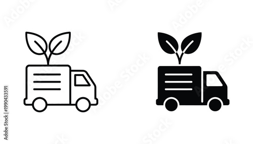 Eco friendly delivery truck with leaf symbol for sustainable freight and logistics