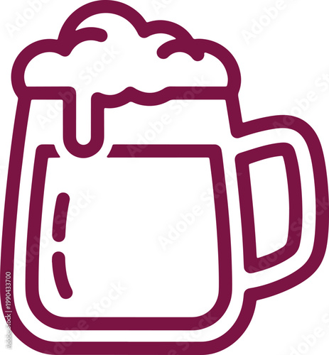 Mug of foamy beer with handle isolated on checkered background design.