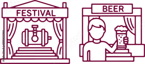 Beer tent at festival, selling cold drinks, outdoor event refreshment stall, celebrating summer leisure.