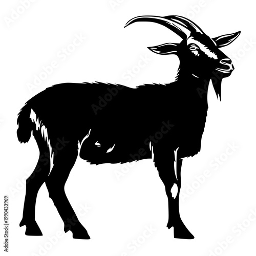goat on white background , vector illustration of a goat , silhouette of a goat