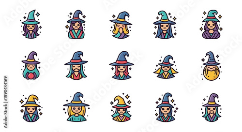 Witches appear in a collection of avatars for fantasy character art.