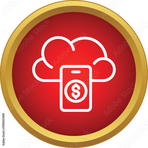 Mobile phone icon showing a dollar symbol connected to a cloud for digital banking
