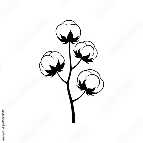 Cotton branch silhouette icon vector flat illustration design.