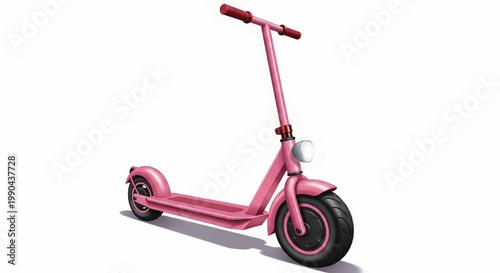 Scooter toy icon with pink frame, black wheels, and front headlight for mobility and transportation branding