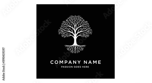 Elegant Tree of Life Logo Design with Roots.