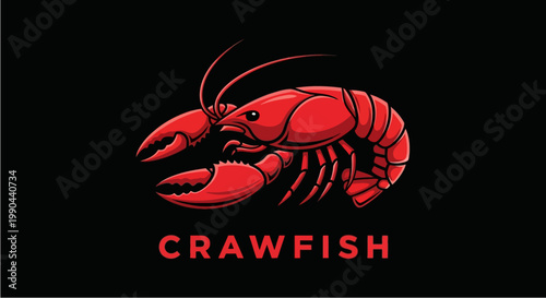 Wallpaper Mural Vibrant Red Crawfish Illustration with Bold Text. Torontodigital.ca
