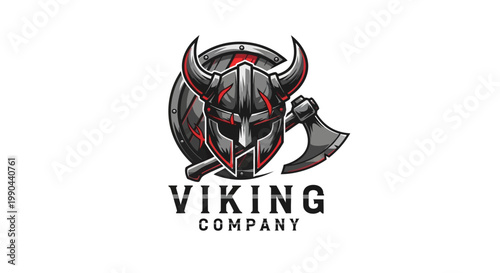 Wallpaper Mural Viking Warrior Helmet and Axe Emblem. Torontodigital.ca