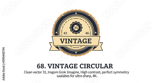 Wallpaper Mural Vintage Circular Emblem with Ribbon and Text. Torontodigital.ca