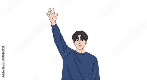 Wallpaper Mural Young Man Waving Hand Friendly Greeting Gesture. Torontodigital.ca