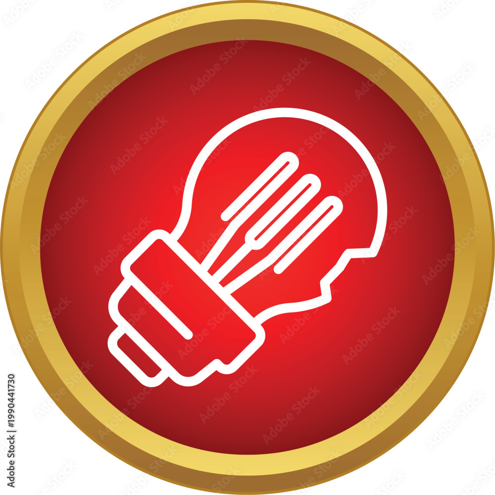 Obraz premium Light bulb icon representing an idea, innovation, and creativity on a red circle