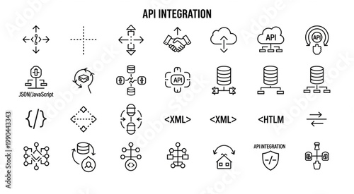 API Integration Icons - A Comprehensive Collection for Digital Connectivity.