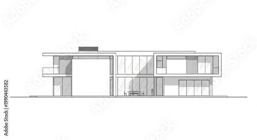 Modern architectural design of a spacious luxury home with large windows and clean lines