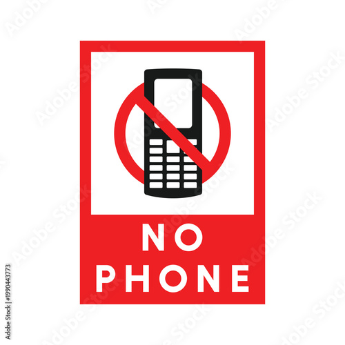 No telephone use sign design with square frame, white background. Vector illustration.