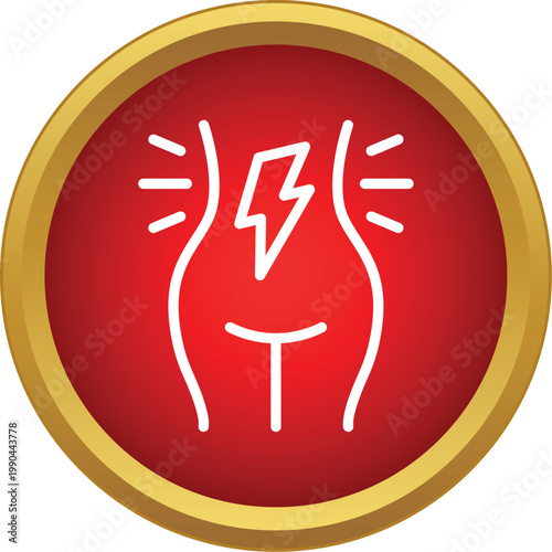 Female body experiencing cramps and abdominal pain concept