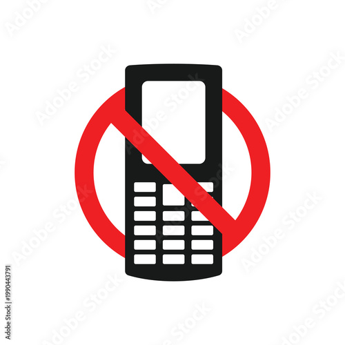 Design of a no telephone sign on a white background. Vector illustration.