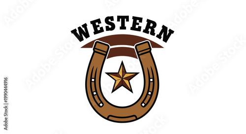 Classic Western Horseshoe Emblem with Star.