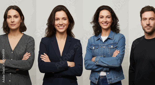 Four professionals in a studio shoot, two women and two men