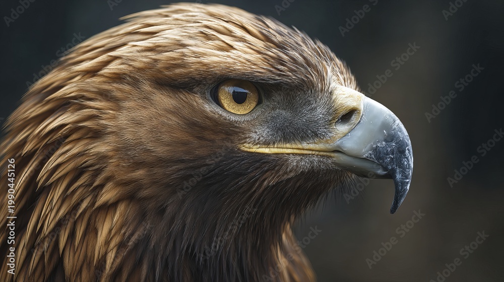 Fototapeta premium Golden eagle, close up, perches proudly.