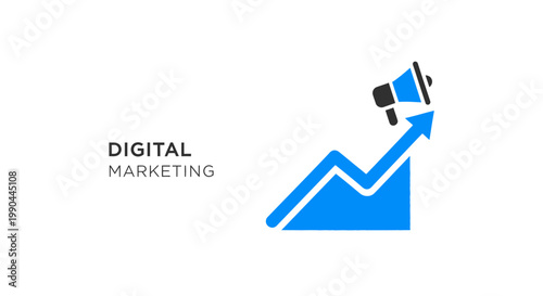 Digital Marketing Growth Strategy with Megaphone Icon.