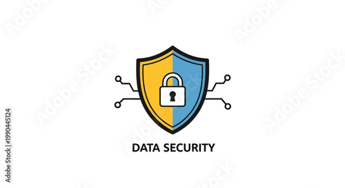 Digital Shield with Padlock Symbolizing Data Security.
