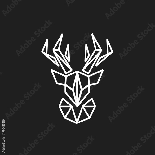 Modern Geometric Deer Head Logo Icon Minimalist Polygonal Stag Line Art Design