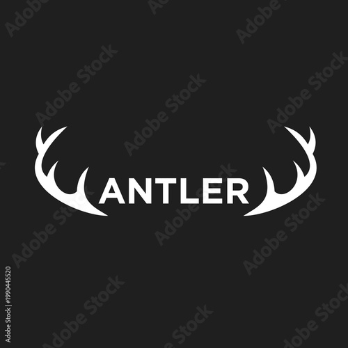 Antler Text Logo with Stylized Deer Antlers on Black Background