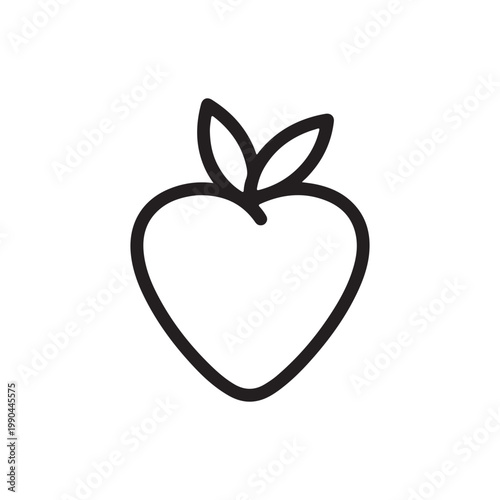 Strawberry with leaf icon outline vector flat illustration design