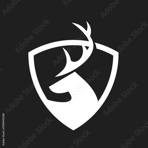 Minimalist Deer Head Logo in Shield Design - Elegant Stag Emblem for Brand Identity