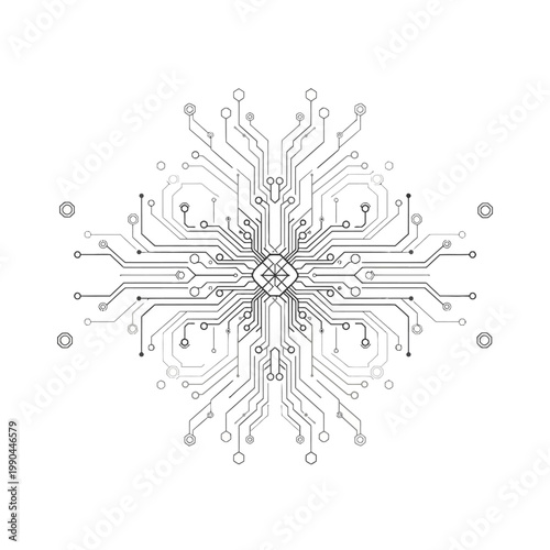 Circuit board design with connections.