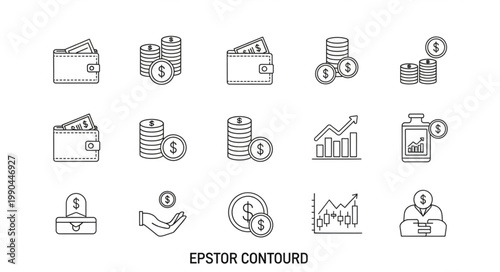 Financial Icons Representing Money and Growth.