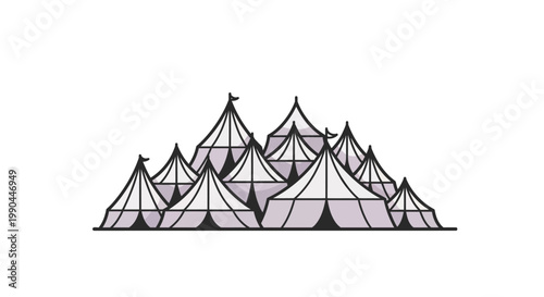 Collection of circus tents in a flat design style