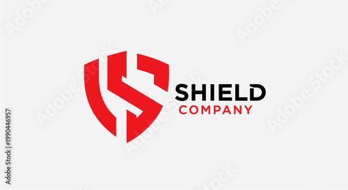 Quadro su tela Red Shield Company Logo Abstract Symbol.