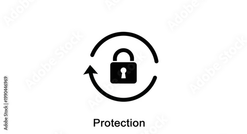 Protection icon with circular arrow and lock symbol.