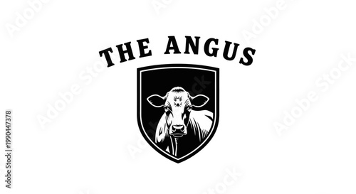 The Angus Cow Emblem Logo Design.