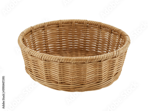 Traditional handwoven round basket made from natural fibers