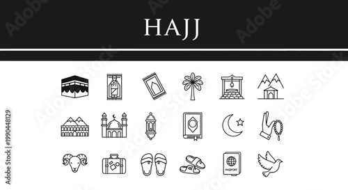 Hajj Pilgrimage Icons A Visual Representation of Islamic Tradition and Faith
