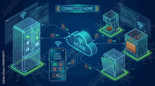 Advanced smart home system with interconnected IoT appliances centrally managed by a cloud hub and intuitive mobile application for enhanced living