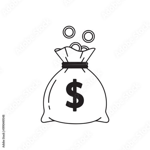 Fotografija Simple money bag outline vector flat illustration design
