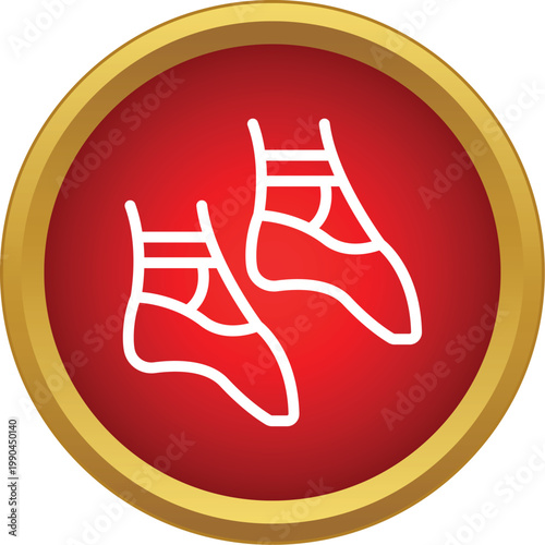 Ballet pointe shoes outline in a red circle creating a dance performance icon