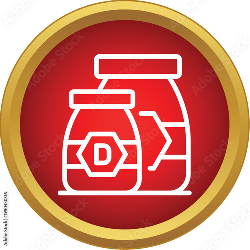 Two vitamin d supplement bottles representing health and nutrition on a red background