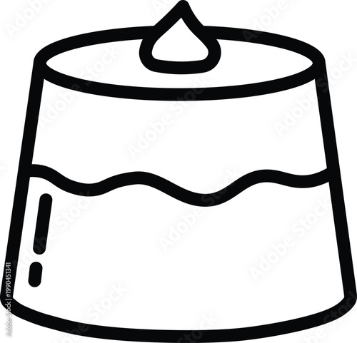 Black and white line of a dripping cake with frosting and drip line black and white dessert