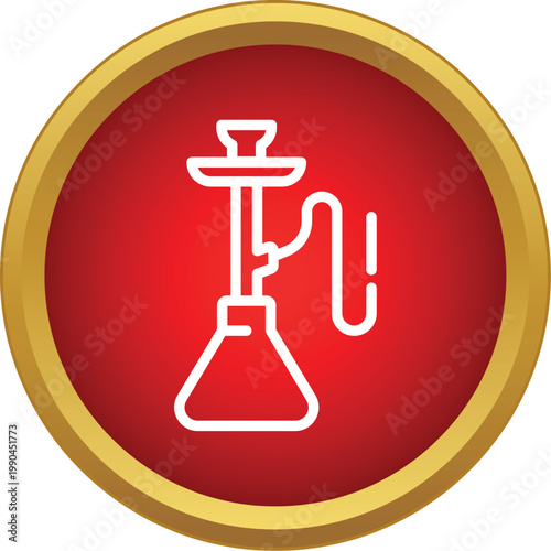 Hookah water pipe shisha icon for web and mobile ui on red button