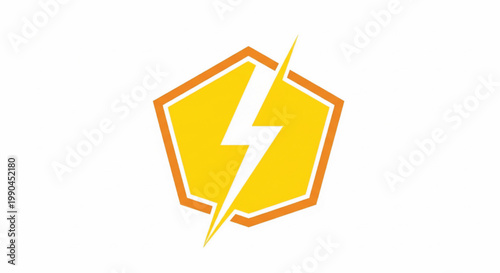 Lightning bolt icon with yellow center and orange outline, stylized energy symbol on white background